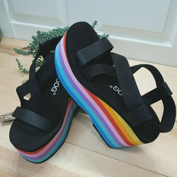 Rocket Dog Shoes - Rocket Dog Bubblegum Bayer Platform Black Sandals Women's Sz US 9/EU 40